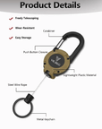 🔑Retractable Carabiner Keychain – 65cm steel lanyard, 100,000 pull cycles. Lightweight & sturdy.