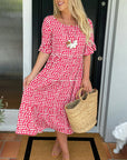 🎁2026 Big Sale 50% OFF🎁Round Neck Polka Dot Print Midi Dress