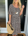 🎁2026 Big Sale 50% OFF🎁Round Neck Polka Dot Print Midi Dress