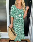 🎁2026 Big Sale 50% OFF🎁Round Neck Polka Dot Print Midi Dress