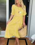 🎁2026 Big Sale 50% OFF🎁Round Neck Polka Dot Print Midi Dress