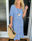 🎁2026 Big Sale 50% OFF🎁Round Neck Polka Dot Print Midi Dress