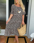 🎁2026 Big Sale 50% OFF🎁Round Neck Polka Dot Print Midi Dress