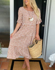 🎁2026 Big Sale 50% OFF🎁Round Neck Polka Dot Print Midi Dress