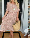 🎁2026 Big Sale 50% OFF🎁Round Neck Polka Dot Print Midi Dress