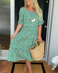 🎁2026 Big Sale 50% OFF🎁Round Neck Polka Dot Print Midi Dress
