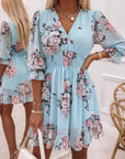 Floral V-Neck A-Line Dress – Smocked Waist, Ruffled Hem, Summer Ready 🌸