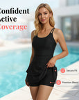 👙 LIMITED-TIME 50% OFF! 🌺 Double Strap Ruched Skirted Swimsuit – Tummy Control, Secure Support, Quick-Dry ✨