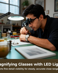 🔬 50% OFF NOW!🔍 Precision LED Magnifier Glasses – Interchangeable Lenses & Hands-Free – Tech Essential 🛠️