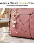 👜 LIMITED-TIME 50% OFF! ✨ Women's V-Stitched Satchel – Gold Hardware, Multi-Compartment, Top-Handle 🌸