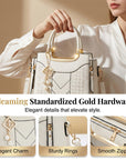👜 LIMITED-TIME 50% OFF! ✨ Women's V-Stitched Satchel – Gold Hardware, Multi-Compartment, Top-Handle 🌸