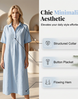 Women's Casual Linen Blend Shirt Dress