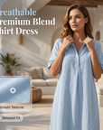 Women's Casual Linen Blend Shirt Dress