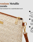 👜 LIMITED-TIME 50% OFF! 💥 Women's Woven Straw Shoulder Clutch Bag – Lightweight, Versatile, Metallic Accents ✨