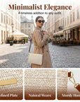 👜 LIMITED-TIME 50% OFF! 💥 Women's Woven Straw Shoulder Clutch Bag – Lightweight, Versatile, Metallic Accents ✨