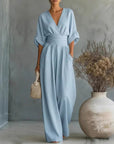 Women's V-Neck High Waist Wide Leg Jumpsuit