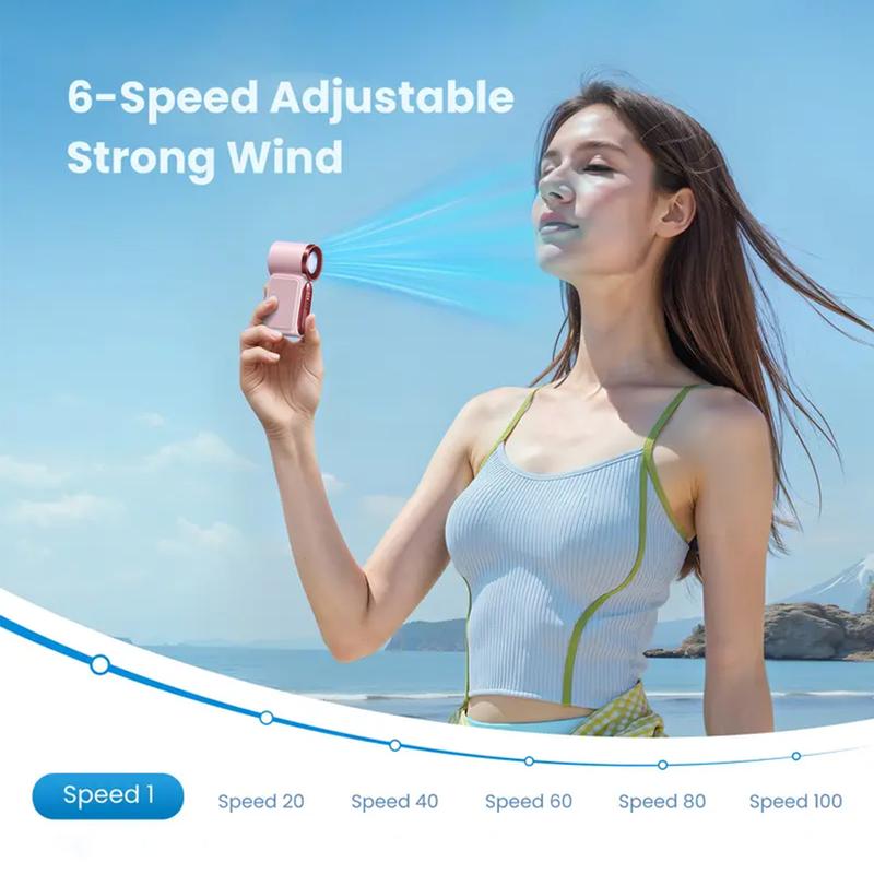 Mini Handheld Fan with LED Display –👍5-Speed Turbo Pocket size Fan.✨USB Rechargeable, High-Speed Cooling for Travel &amp; Makeup. Perfect  Gift.  Portable Refrigeration