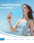 Mini Handheld Fan with LED Display –👍5-Speed Turbo Pocket size Fan.✨USB Rechargeable, High-Speed Cooling for Travel & Makeup. Perfect  Gift.  Portable Refrigeration