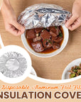 🥡🍲 Aluminum Foil Heat-Retaining Cover – Locks heat for hours, microwave safe. Reusable, eco-friendly. Keep every meal hot! ♻️✨