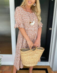 🎁2026 Big Sale 50% OFF🎁Round Neck Polka Dot Print Midi Dress