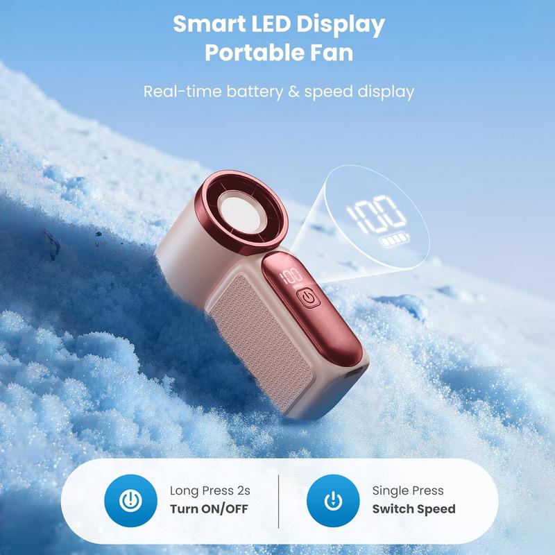 Mini Handheld Fan with LED Display –👍5-Speed Turbo Pocket size Fan.✨USB Rechargeable, High-Speed Cooling for Travel &amp; Makeup. Perfect  Gift.  Portable Refrigeration