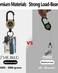 🔑Retractable Carabiner Keychain – 65cm steel lanyard, 100,000 pull cycles. Lightweight & sturdy.