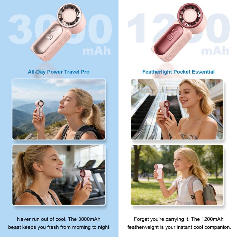 Mini Handheld Fan with LED Display –👍5-Speed Turbo Pocket size Fan.✨USB Rechargeable, High-Speed Cooling for Travel &amp; Makeup. Perfect  Gift.  Portable Refrigeration