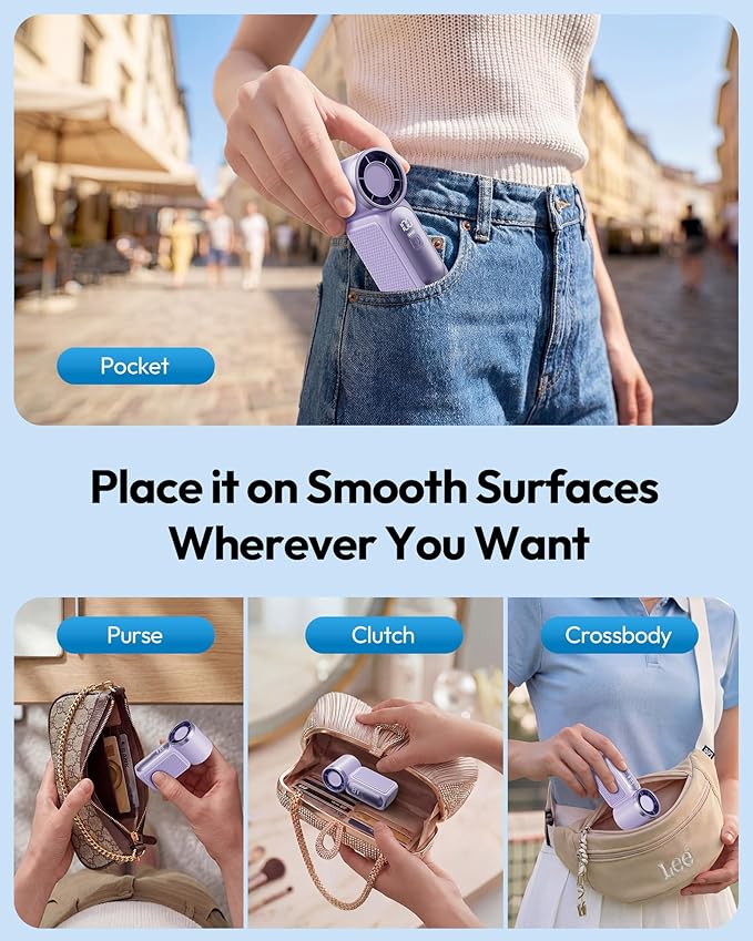 Mini Handheld Fan with LED Display –👍5-Speed Turbo Pocket size Fan.✨USB Rechargeable, High-Speed Cooling for Travel &amp; Makeup. Perfect  Gift.  Portable Refrigeration