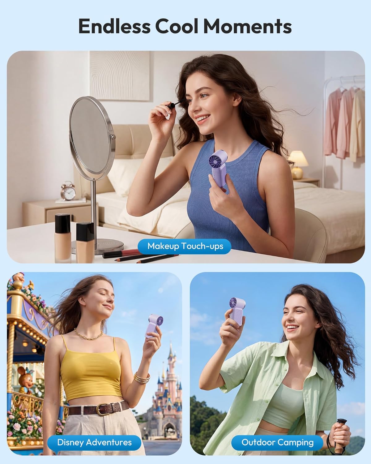 Mini Handheld Fan with LED Display –👍5-Speed Turbo Pocket size Fan.✨USB Rechargeable, High-Speed Cooling for Travel &amp; Makeup. Perfect  Gift.  Portable Refrigeration