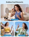 Mini Handheld Fan with LED Display –👍5-Speed Turbo Pocket size Fan.✨USB Rechargeable, High-Speed Cooling for Travel & Makeup. Perfect  Gift.  Portable Refrigeration