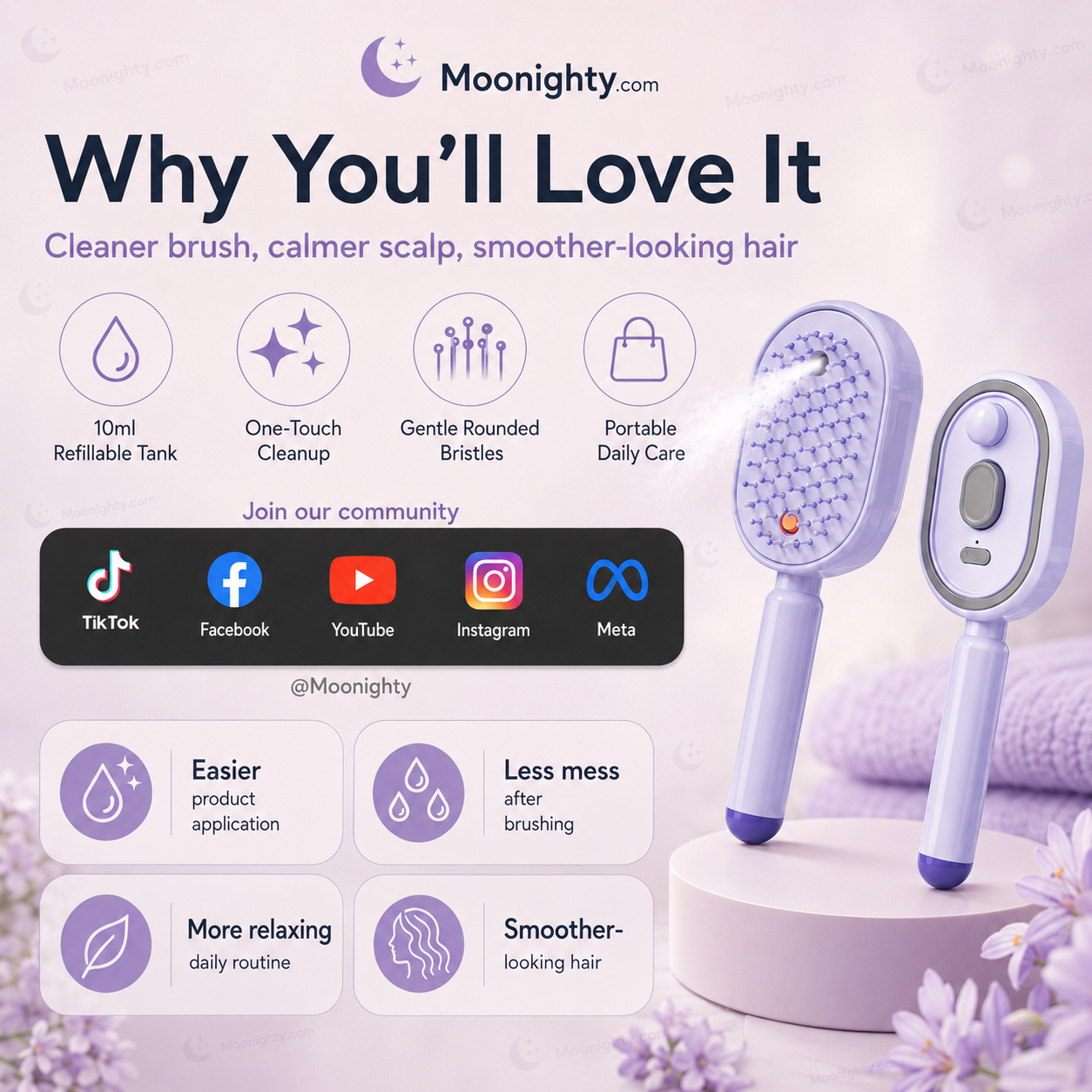 💧 Electric Spray &amp; Massage Hairbrush – soothing scalp massage, fine mist spray &amp; smooth hair care, detangling, nourishment &amp; relaxation ✨