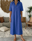 Women's Casual Linen Blend Shirt Dress
