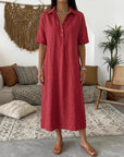 Women's Casual Linen Blend Shirt Dress