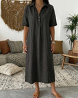 Women's Casual Linen Blend Shirt Dress