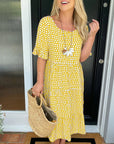 🎁2026 Big Sale 50% OFF🎁Round Neck Polka Dot Print Midi Dress
