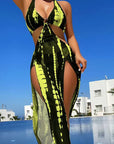 👙 LIMITED-TIME 50% OFF! ✨ Striped Two-Piece Swimsuit – Bow Neck, Ring Detail, High Stretch 🌊