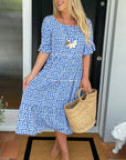 🎁2026 Big Sale 50% OFF🎁Round Neck Polka Dot Print Midi Dress