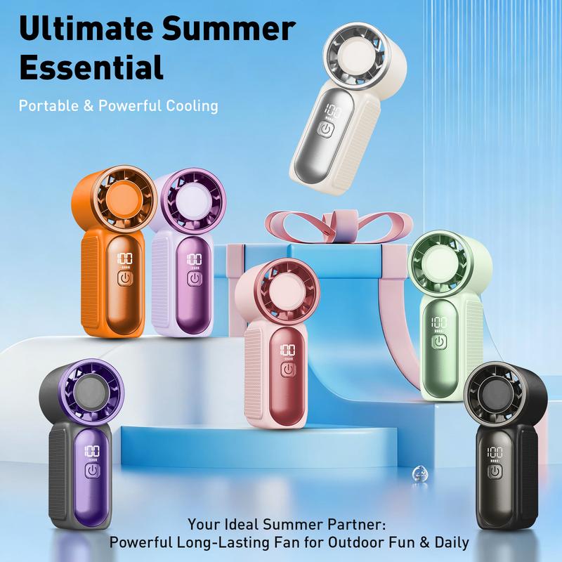 Mini Handheld Fan with LED Display –👍5-Speed Turbo Pocket size Fan.✨USB Rechargeable, High-Speed Cooling for Travel &amp; Makeup. Perfect  Gift.  Portable Refrigeration