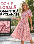 👗🌸 V-neck floral maxi dress with ruffle sleeves and belt