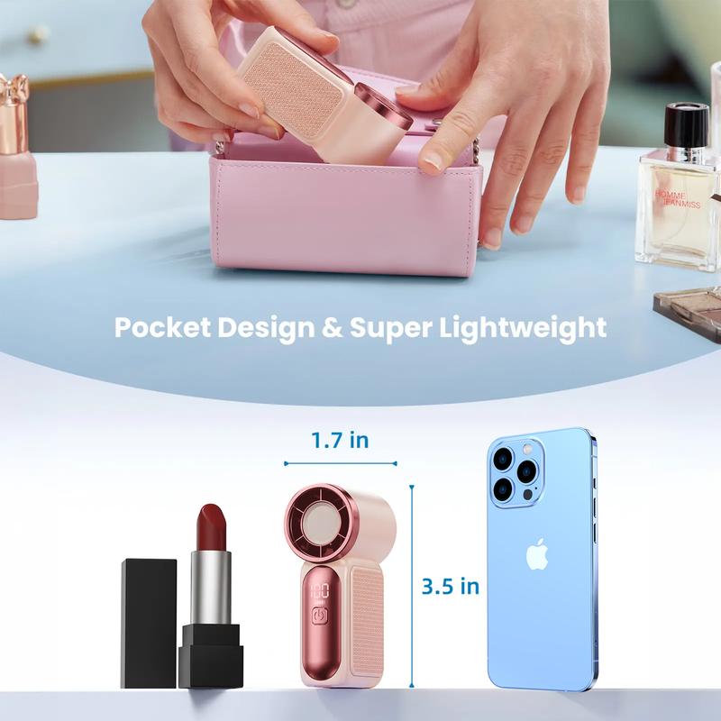 Mini Handheld Fan with LED Display –👍5-Speed Turbo Pocket size Fan.✨USB Rechargeable, High-Speed Cooling for Travel &amp; Makeup. Perfect  Gift.  Portable Refrigeration