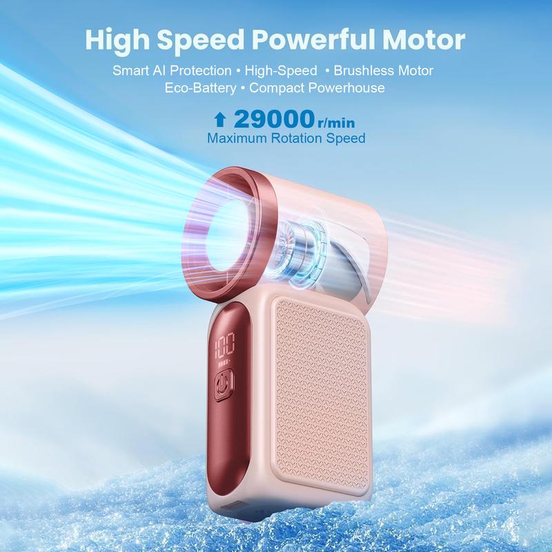 Mini Handheld Fan with LED Display –👍5-Speed Turbo Pocket size Fan.✨USB Rechargeable, High-Speed Cooling for Travel &amp; Makeup. Perfect  Gift.  Portable Refrigeration