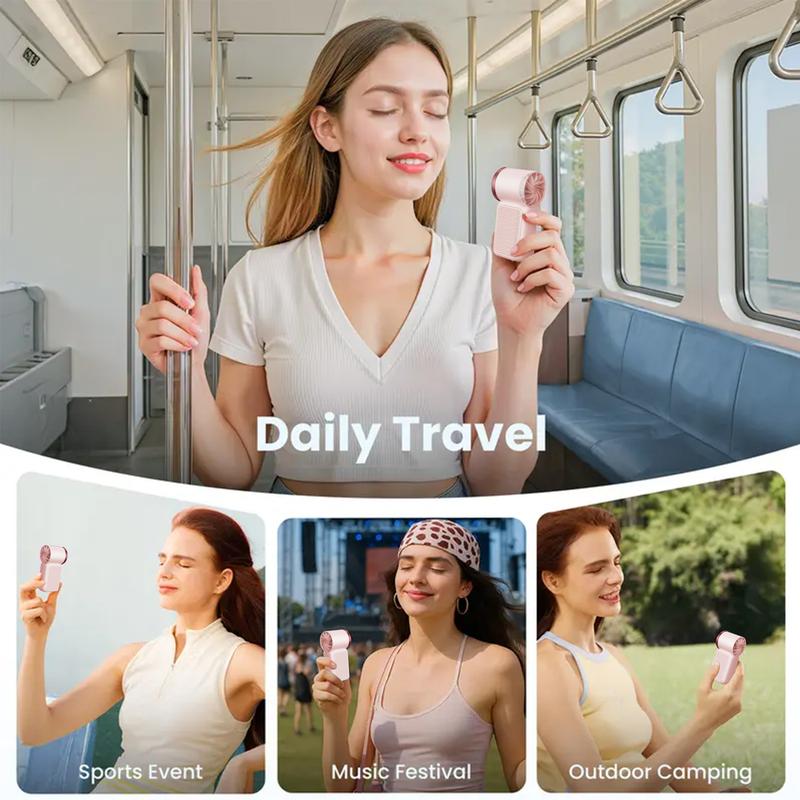 Mini Handheld Fan with LED Display –👍5-Speed Turbo Pocket size Fan.✨USB Rechargeable, High-Speed Cooling for Travel &amp; Makeup. Perfect  Gift.  Portable Refrigeration