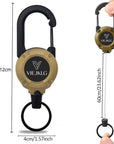 🔑Retractable Carabiner Keychain – 65cm steel lanyard, 100,000 pull cycles. Lightweight & sturdy.
