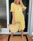 🎁2026 Big Sale 50% OFF🎁Round Neck Polka Dot Print Midi Dress
