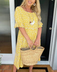 🎁2026 Big Sale 50% OFF🎁Round Neck Polka Dot Print Midi Dress