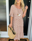 🎁2026 Big Sale 50% OFF🎁Round Neck Polka Dot Print Midi Dress