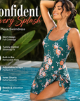 ✨ Women's Tummy Control Tie Knot Swimsuit with Skirt – Full Coverage & Built-in Bra – Summer Essential 🌊