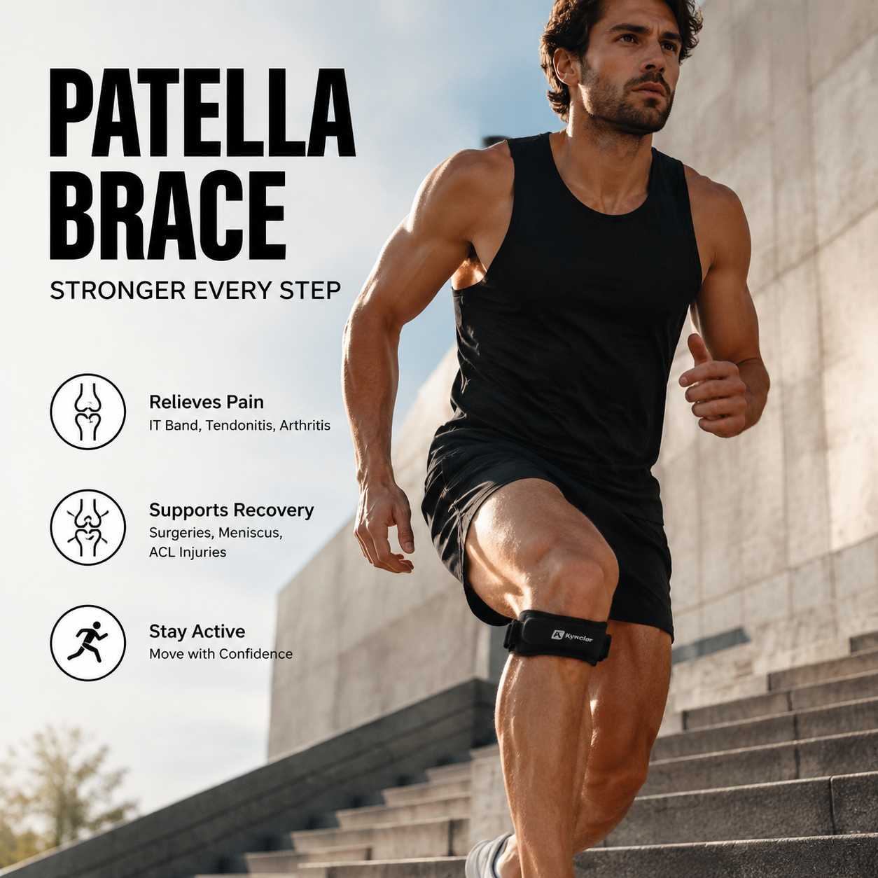 🥳2026 HOT SALE🥳💞50K+ SOLD!🦵💪 50% OFF! Sports Patella Brace – Adjustable strap, breathable neoprene. Relieves knee pain, stabilises patella. Run &amp; gym without pain! 🏃‍♂️✨