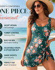 ✨ Women's Tummy Control Tie Knot Swimsuit with Skirt – Full Coverage & Built-in Bra – Summer Essential 🌊