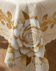 🔥Hot Sale Deals-Waterproof Gold Rose Tablecloth